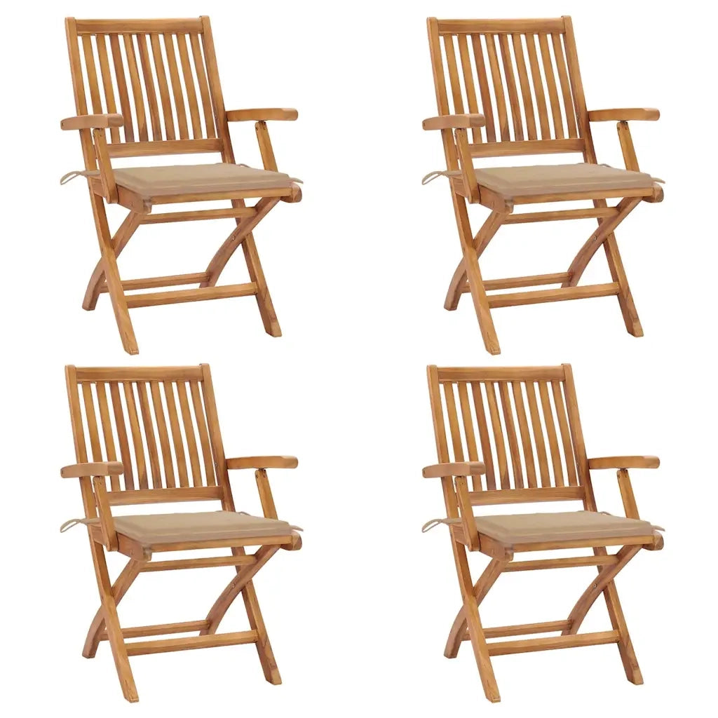 Sedie da Giardino Pieghevoli con Cuscini 4 pz Massello di Teak cod mxl 75172