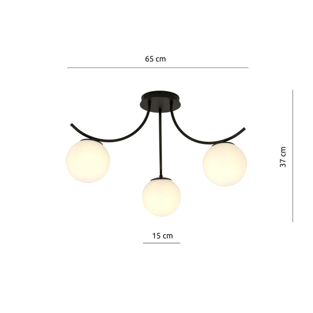 Lampada a sospensione BOSTON in acciaio nero e vetro opale