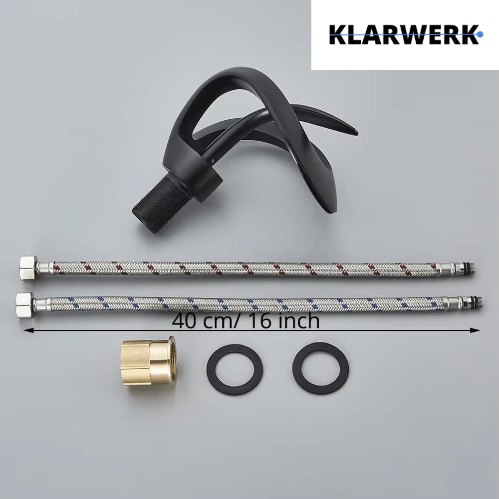 NAVIS | Rubinetto a cascata di design per bagno  nero | Elegante rubinetto in acciaio inossidabile premium per lavelli | Miscelatore  2 attacchi