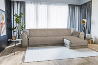 Copridivano in Poliestere con Penisola Destra Seduta 240 cm Marrone