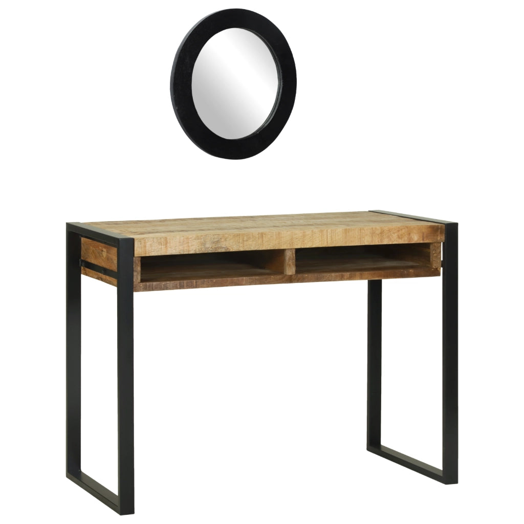 Tavolo da trucco con specchio 100x50x75 cm in legno massello grezzo di mango