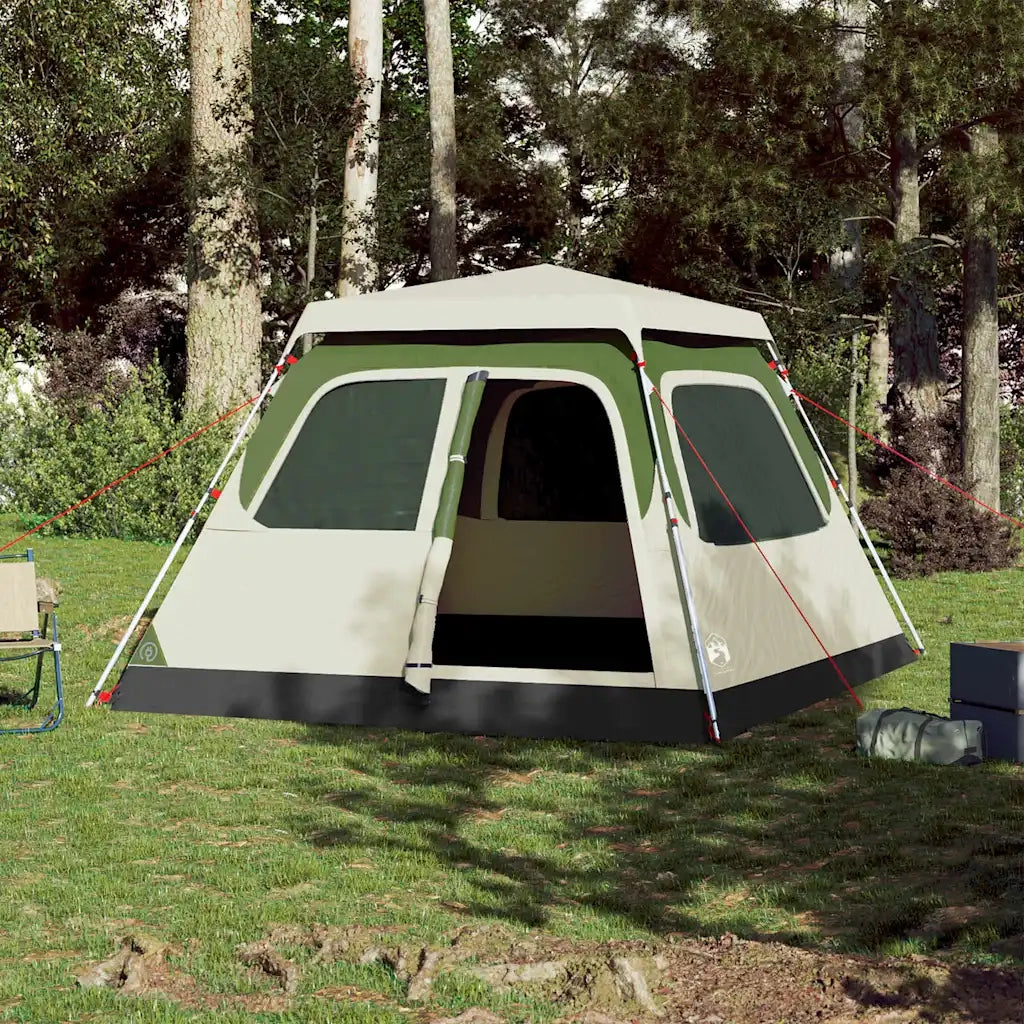 Tenda Familiare a Cupola 6 Persone-Tenda da campeggio Verde a Rilascio Rapido