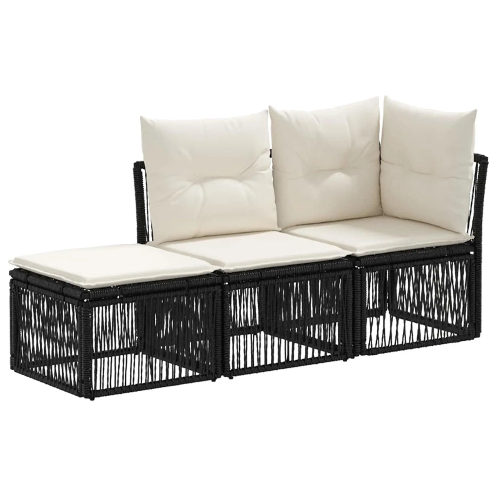 Set Divano da Giardino 3 pz 3-Numero di posti Nero polyrattan 3434176