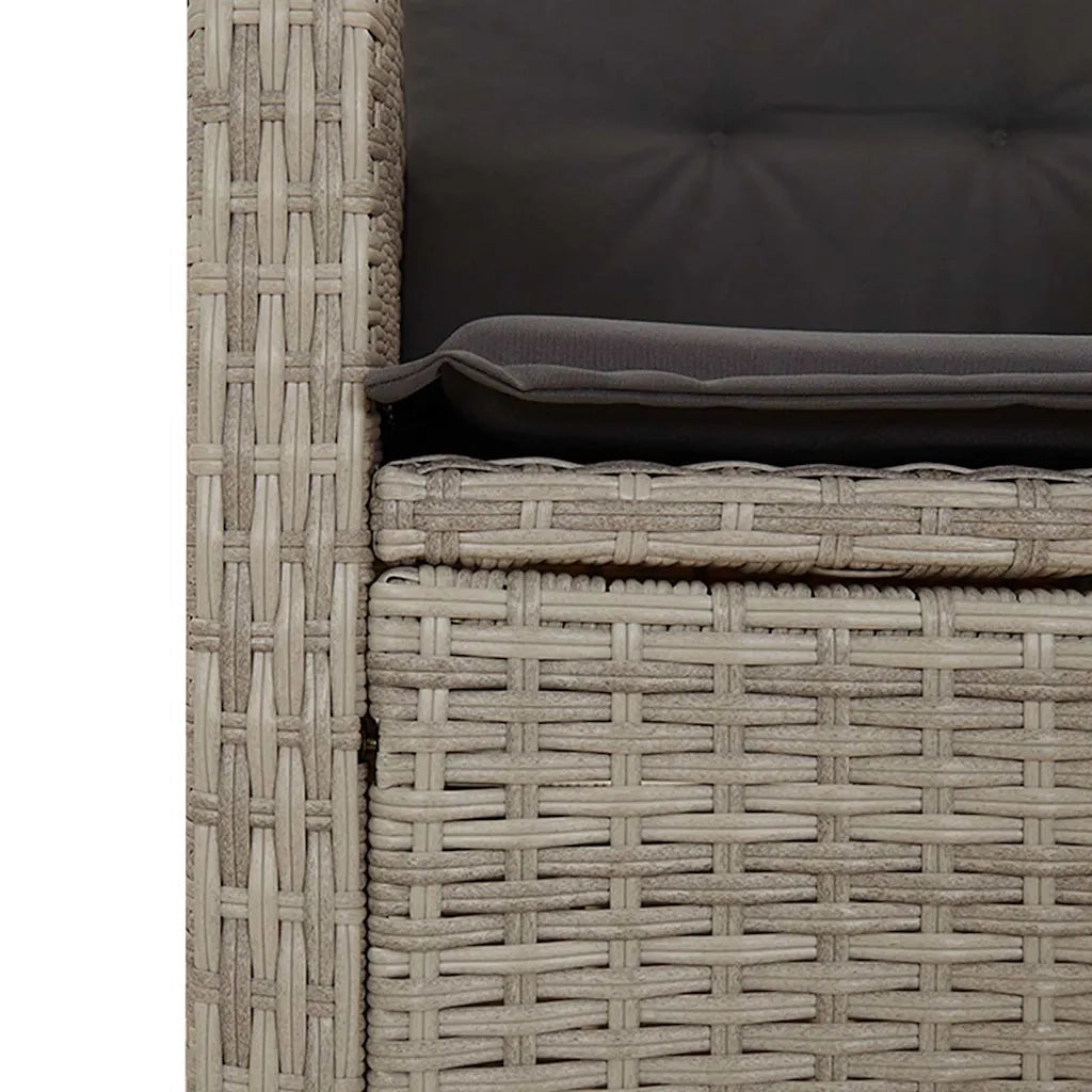 Panca Reclinabile Giardino con Cuscini Grigio Chiaro Polyrattan 368231