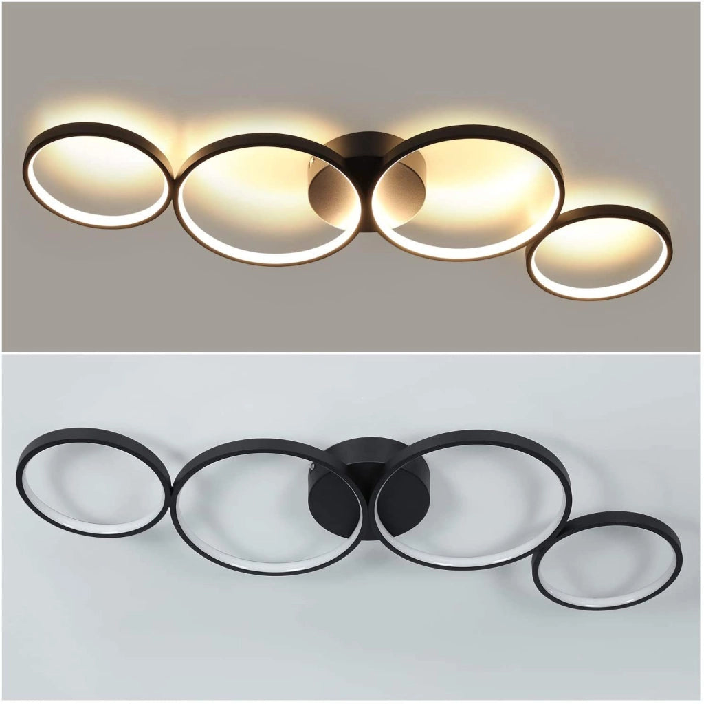 ZMH Lampada da soffitto moderna 4 fiamme design anello ottico 37W per soggiorno camera letto