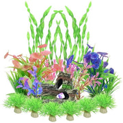 Collezione di piante d'acquario da 13 pezzi - piante artificiali in plastica - decorazione per serbatoi per pesci - sicure e non tossiche - adatte per acqua dolce e salata - base galleggiante - piante artificiali