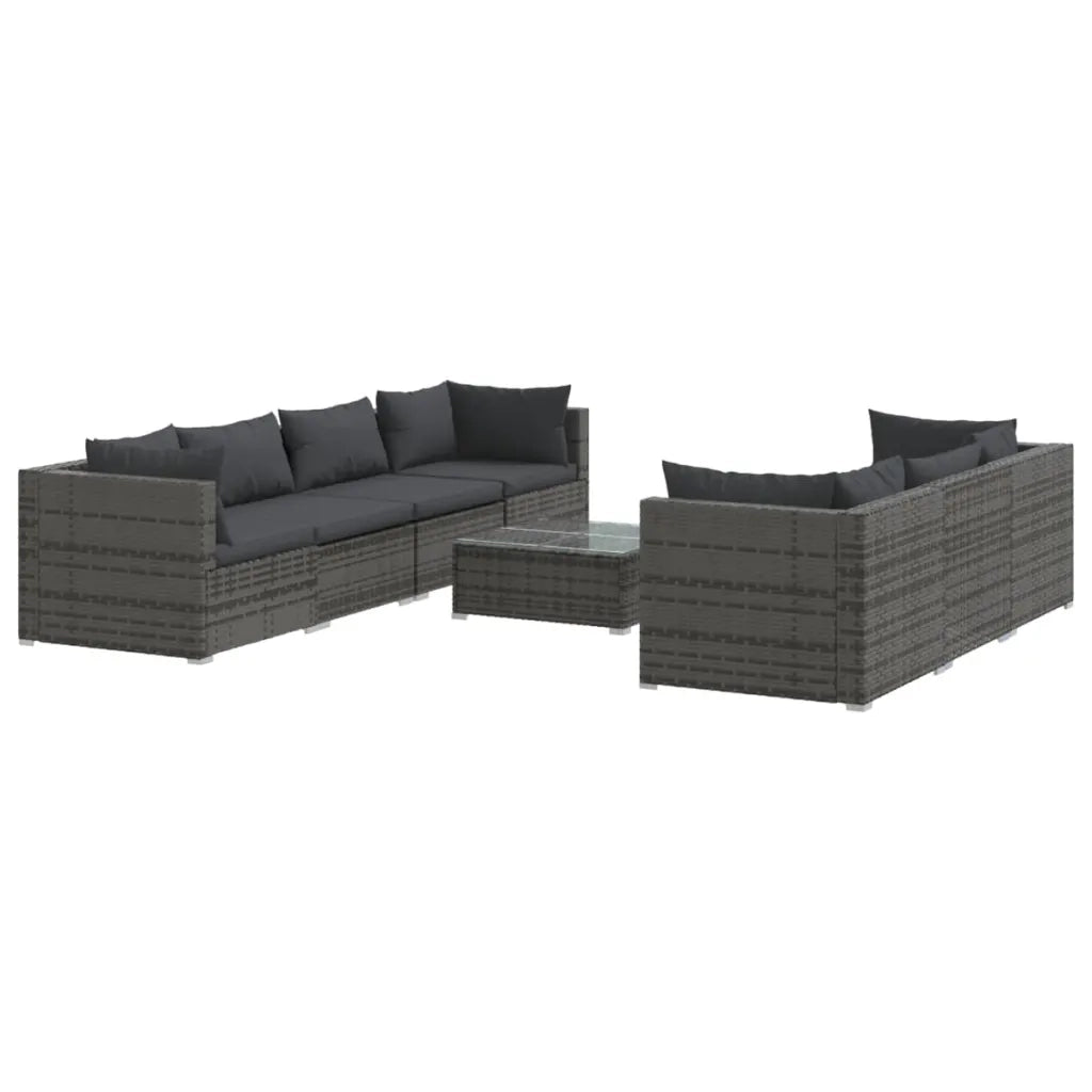 Set Divani da Giardino 8 pz con Cuscini in Polyrattan Grigio cod mxl 43815