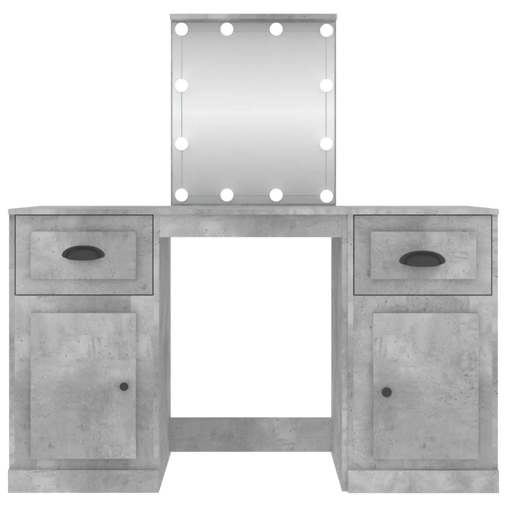Toeletta | Tavolo da Trucco con LED Grigio Cemento 130x50x132,5 cm