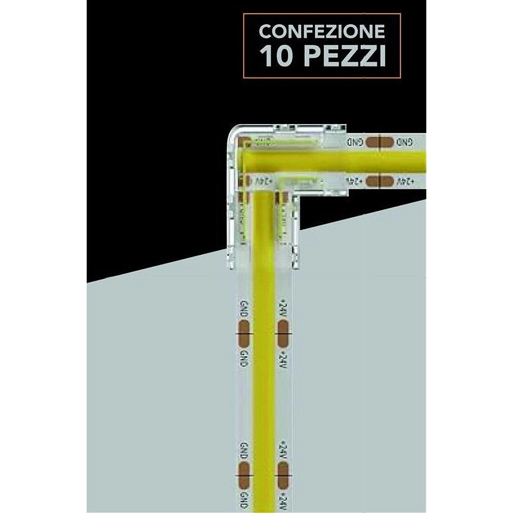 Trade Shop - Kit 10pz Connettore Trasparente Angolare Per Strip Led Monocolore 2pin 10mm Cn10-l -