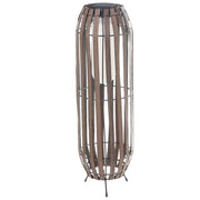 Lanterna solare da giardino Marrone scuro Materiale sintetico Paralume intrecciato Base in ferro LED Decorazione da giardino
