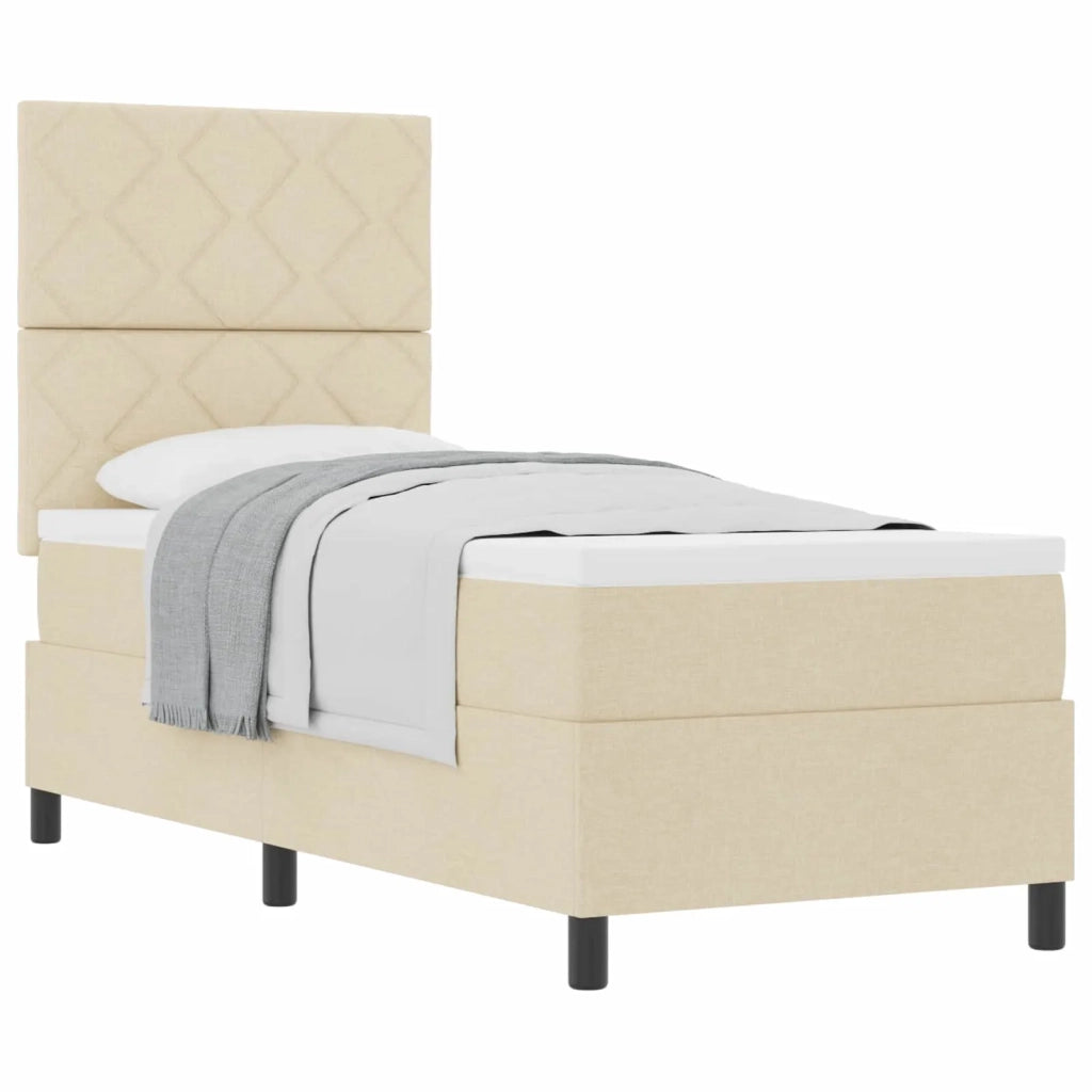 Letto a molle con materasso Crema 80 x 200 cm Tessuto 3339425