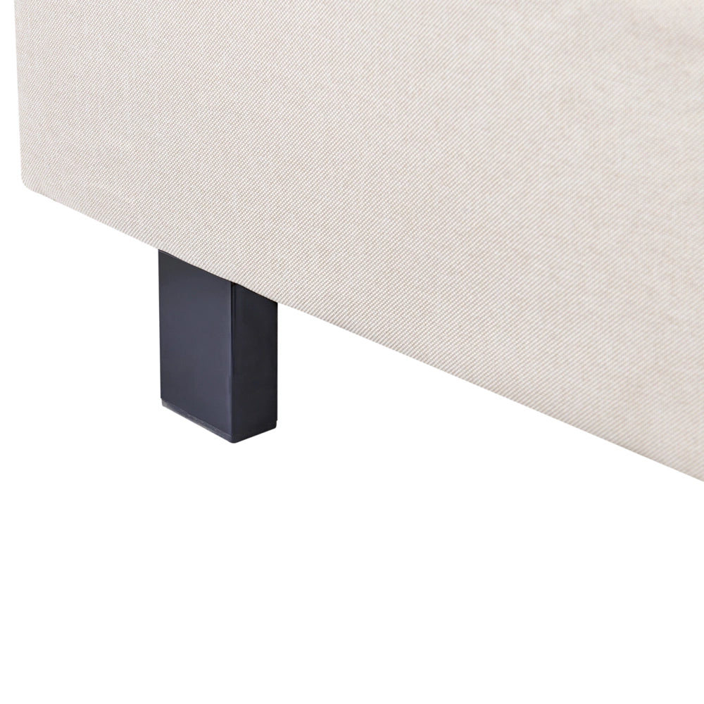 Letto matrimoniale rivestito tessuto 140 x 200 cm con rete beige e testata beige