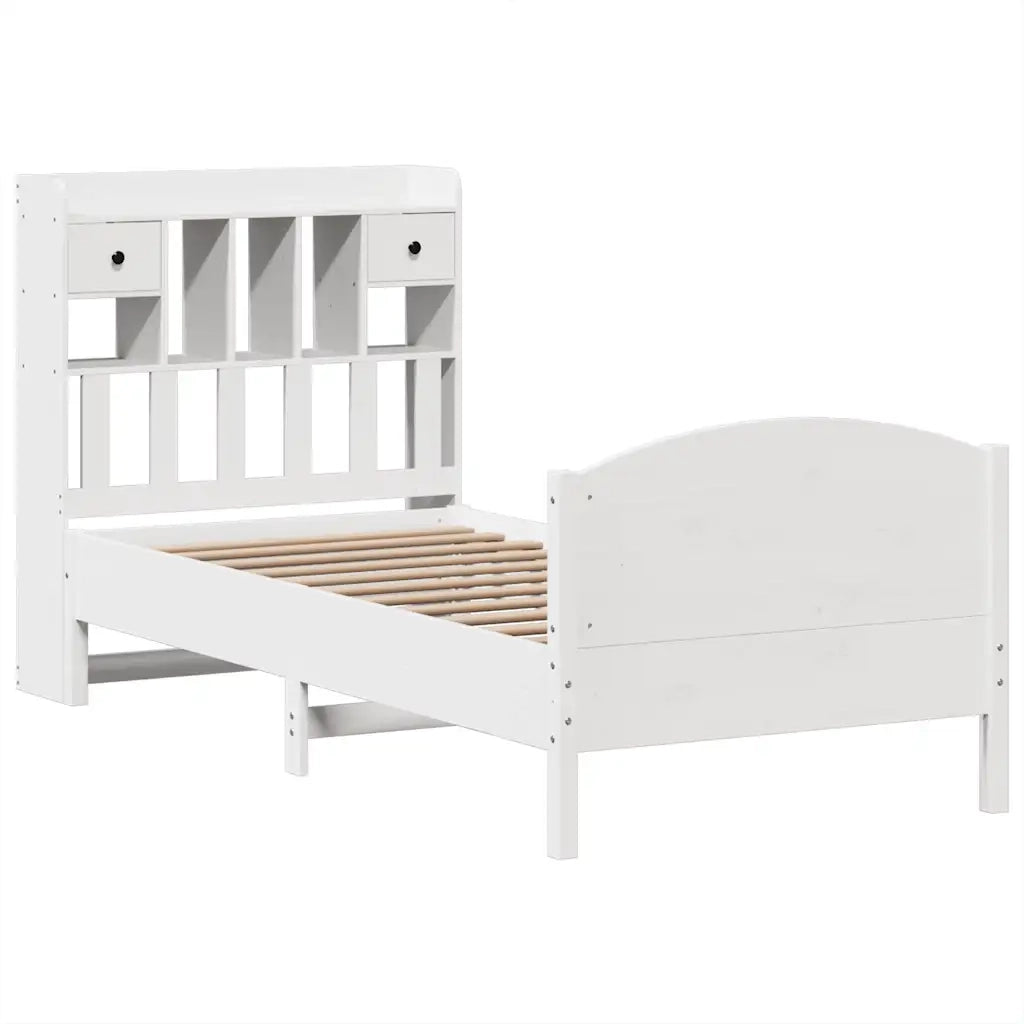 Letto Libreria senza Materasso Bianca 90x200 cm Legno di Pino 3323162