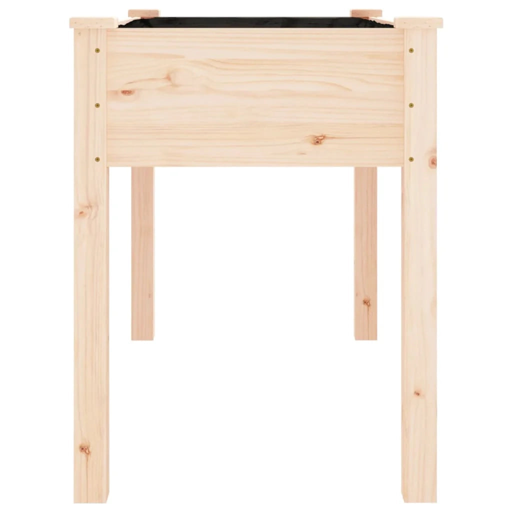 Fioriera aiuola rialzata vassoio piante fiori terrazza giardino con rivestimento 118 x 59 x 76 cm legno massello di abete marrone 02_0038120