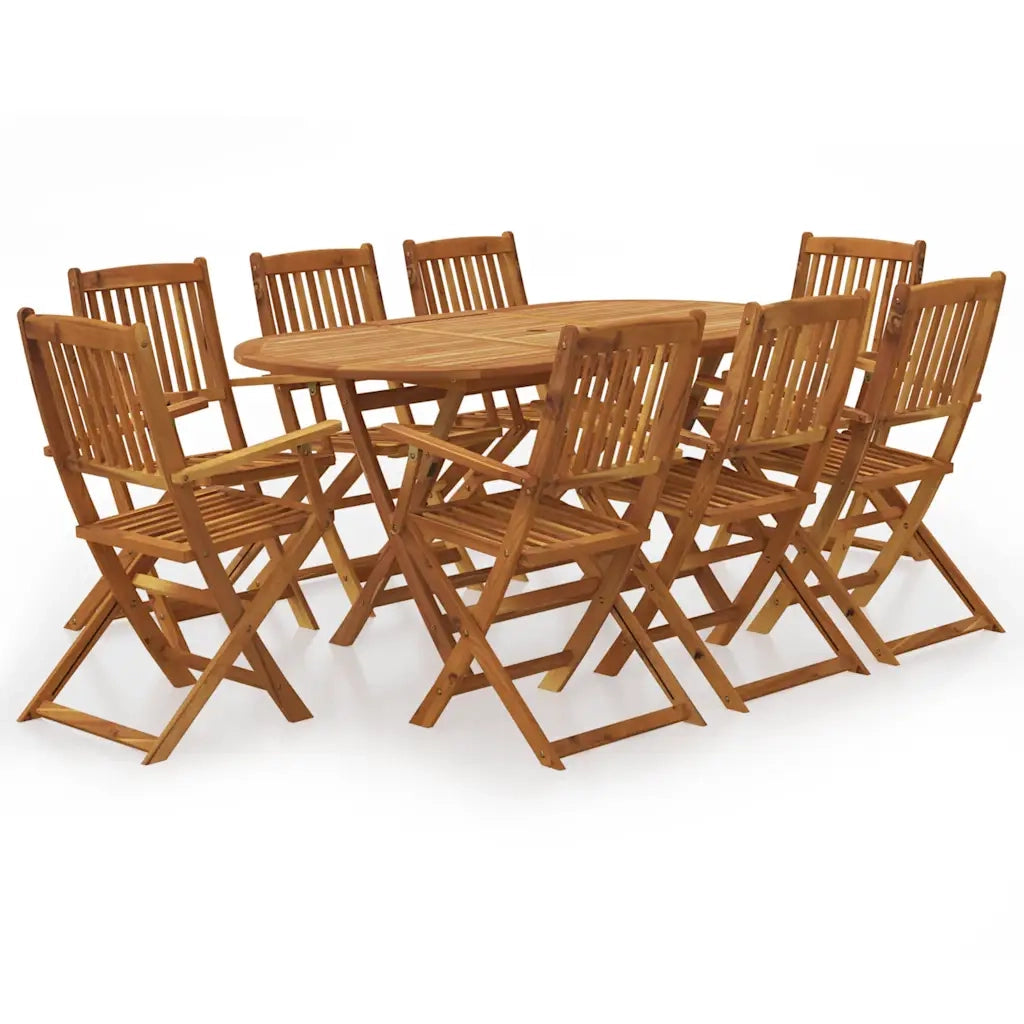 Set da Pranzo da Giardino 9 pz Pieghevole in Massello di Acacia cod mxl 43616