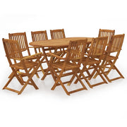 Set da Pranzo da Giardino 9 pz Pieghevole in Massello di Acacia cod mxl 43616