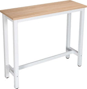 Bartafel Rettilineo - Bartafel per Interno ed Esterno - Metallo e MDF Classe E1 - Bianco/Legno di Ciliegio chiaro, 120 x 40 x 100