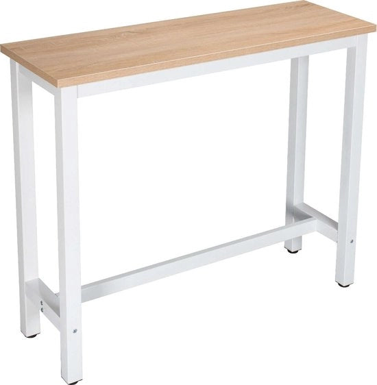 Bartafel Rettilineo - Bartafel per Interno ed Esterno - Metallo e MDF Classe E1 - Bianco/Legno di Ciliegio chiaro, 120 x 40 x 100