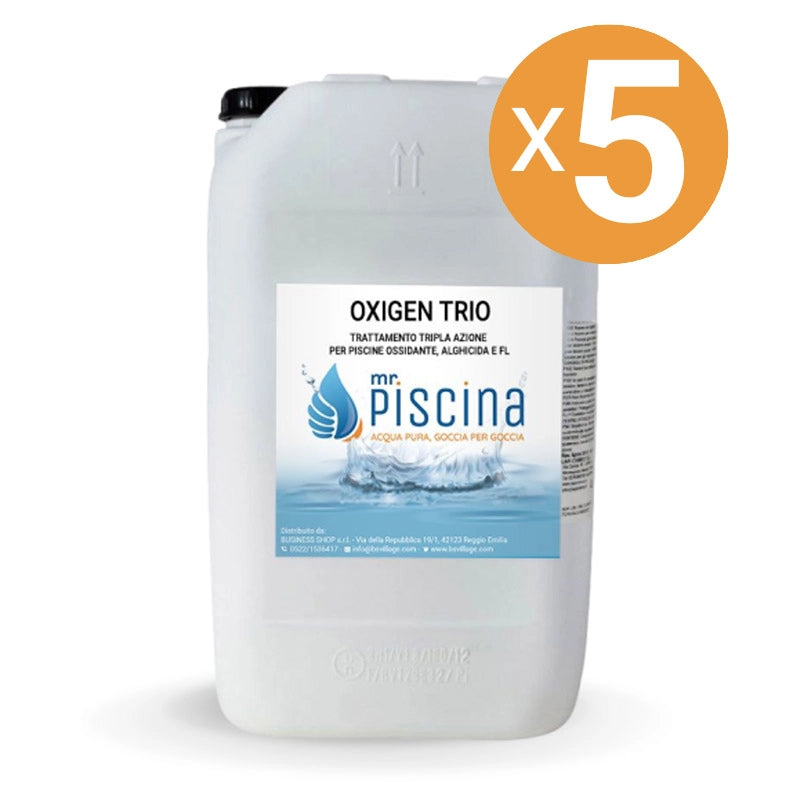 Ossigeno liquido OXIGEN TRIO tripla azione ossidante, alghicida e flocculante Quantità confezione: 5 confezioni