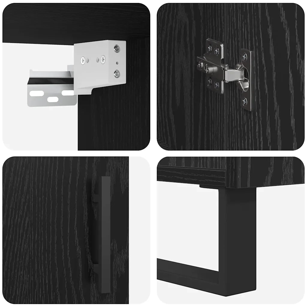 Credenza 2 pcs Rovere nero Legno multistrato 3394523