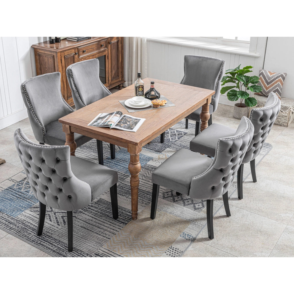 SEDIA da pranzo in velluto grigio, set da 6 pezzi, seduta 50 cm