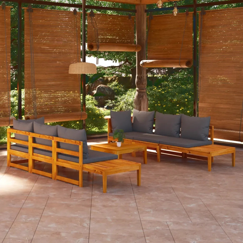 Set Divani Giardino 5 pz con Cuscini Grigio Scuro Legno Acacia 3087275