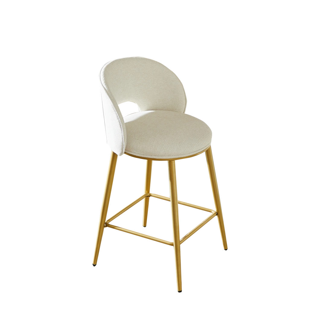Sgabello da Bar con Schienale e Imbottitura ¨C MINIMAL ¨C Metallo Dorato, Set 2 Pezzi