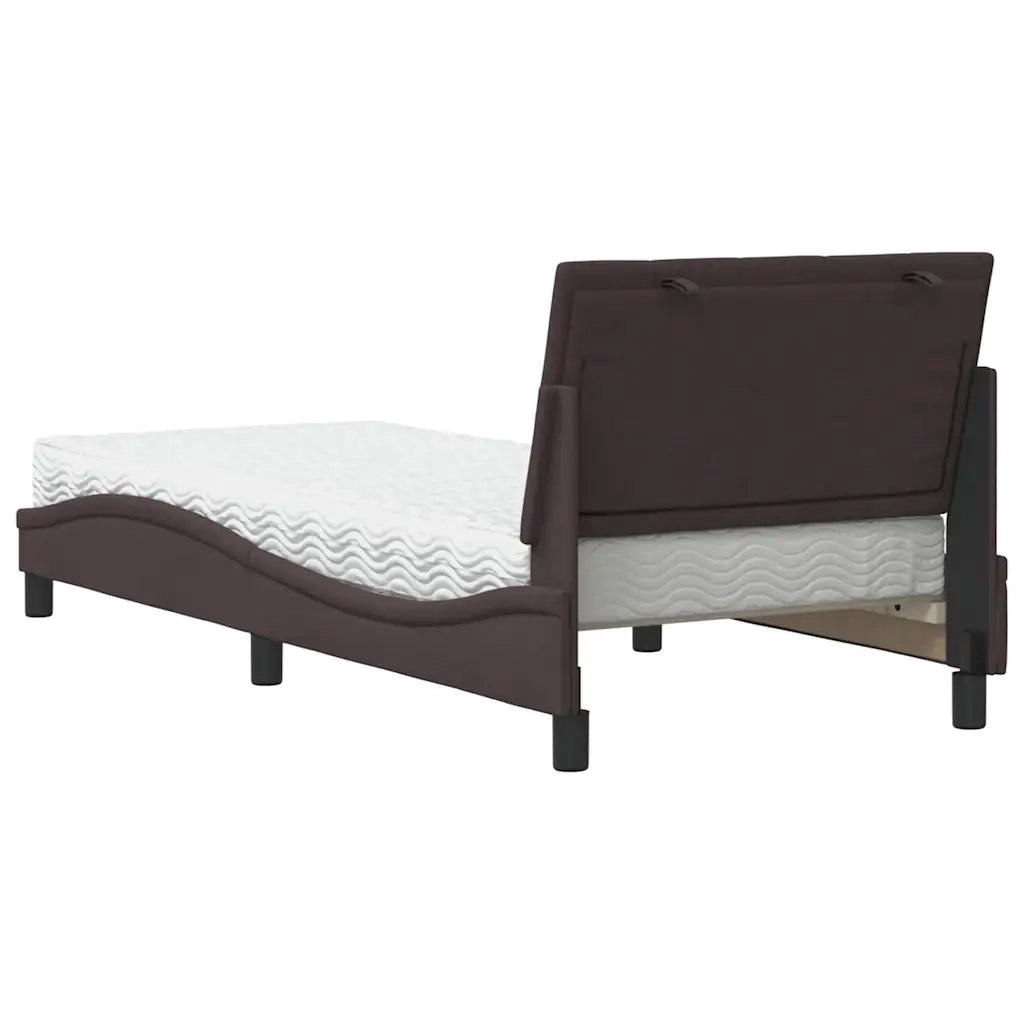 Letto con Materasso Hanko Marrone Scuro 90x200 cm in Tessuto