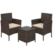Set di mobili da giardino per esterno superficie intrecciata in PE tavolo e sedie per terrazza giardino balcone marrone e tortora 12_0001695