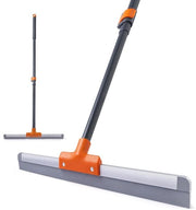 Squeegee per doccia con manico telescopico in acciaio 112-138cm, nuovo squeegee per doccia con silenziatore in silicone (arancione grigio)