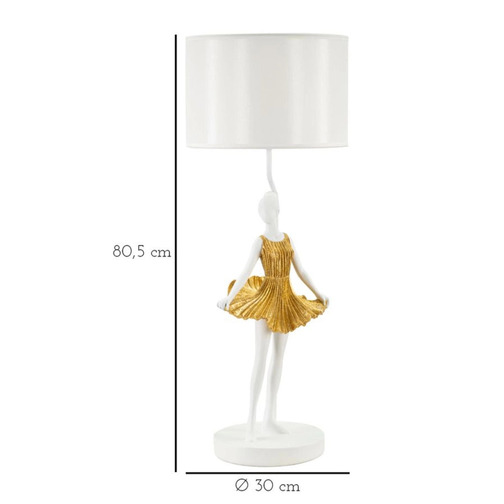 Lampada da Tavolo Ballerina 1, Oro, Poliresina, 30x30x90,5 cm