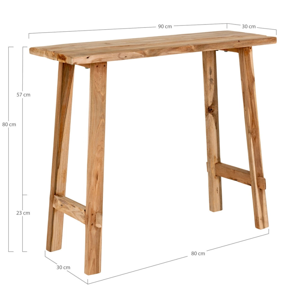 Tavolo Consolle Girona, Marrone, Legno, 90x30x80 cm