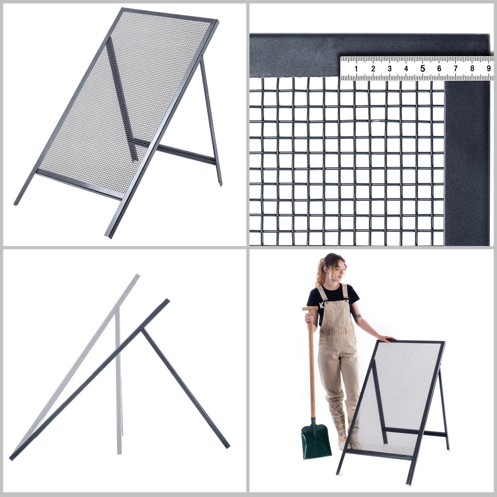Setaccio da costruzione KADAX per sabbia, terra, muratura, 120x60 cm, ghiaia, maglia 8 mm
