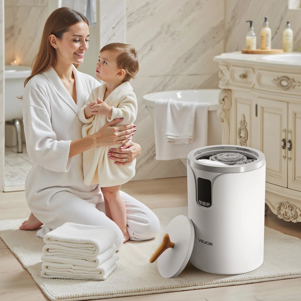 Scaldasalviette Elettrico E1689C da 20L con Schermo LED Timer e Blocco Sicurezza Portatile per Bagno Bianco