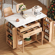 Isola cucina mobile con piano ribaltabile e ruote