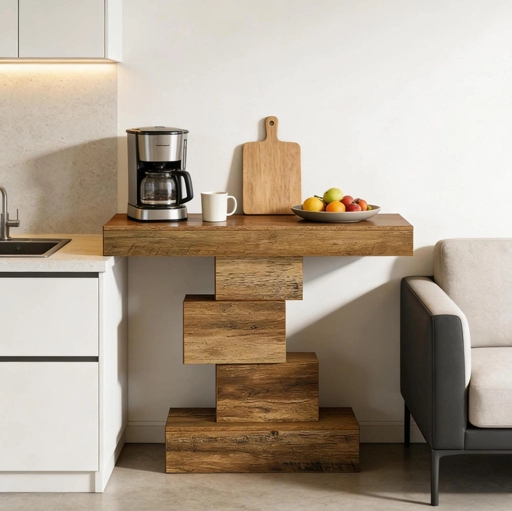 Tavolo consolle rustico marrone chiaro 108x30x80 cm