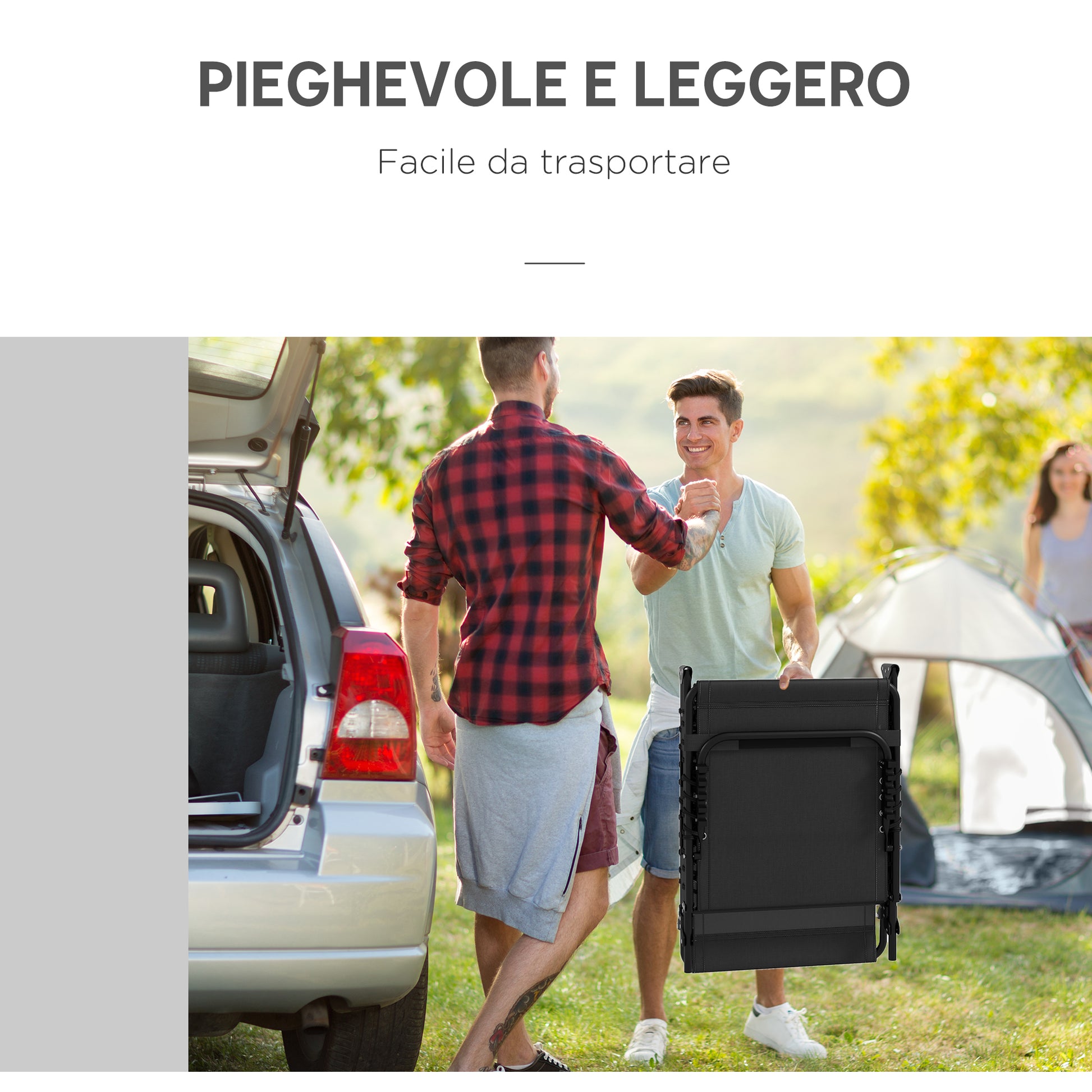 Set 2 Lettini Prendisole 189x58x30 cm con Schienale Reclinabile in Acciaio Nero
