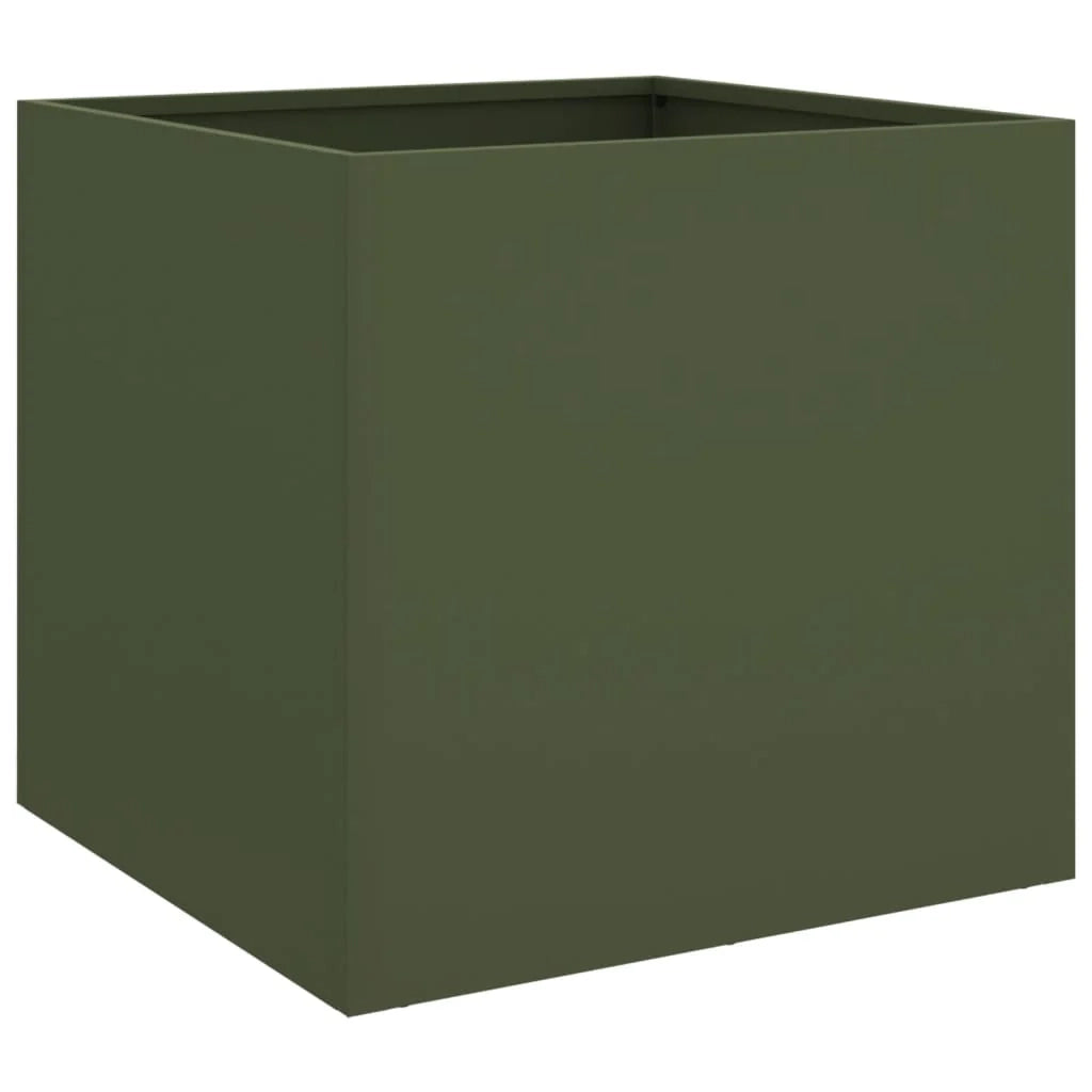Aiuola/fioriera rialzata color oliva per piante fiori e patio 42 x 40 x 39 cm acciaio verde 02_0038699