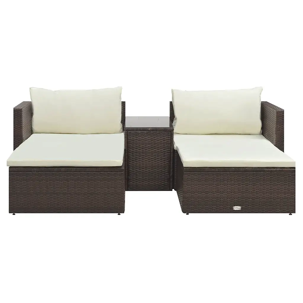 Set Divani da Giardino 5 pz con Cuscini in Polyrattan Marrone