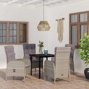 Set da Pranzo da Giardino 5 pz con Cuscini Grigio e Nero 3099360