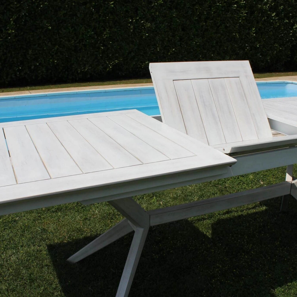 Tavolo estensibile in legno di Acacia bianco 150/200x90 cm mod. Bali