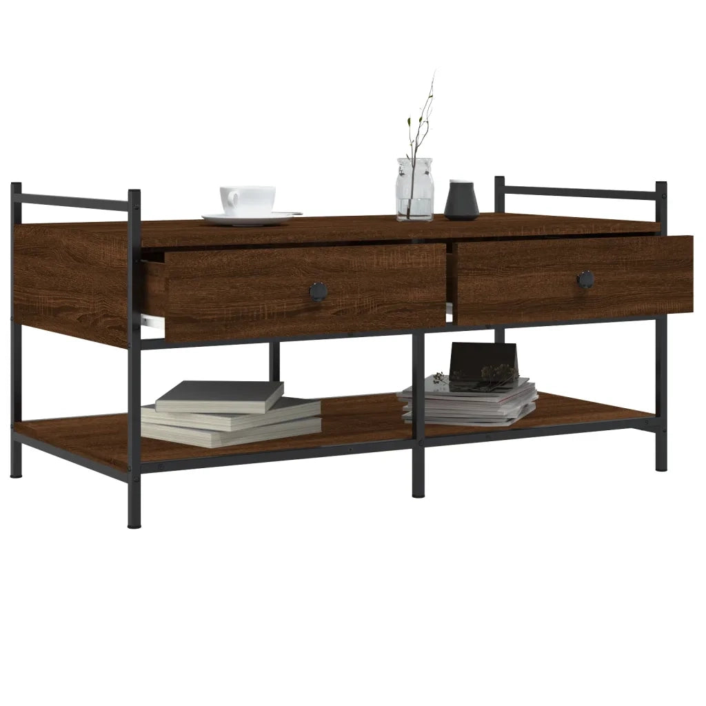 Tavolino da Salotto Rovere Marrone 99x50x50cm Legno Multistrato 833964