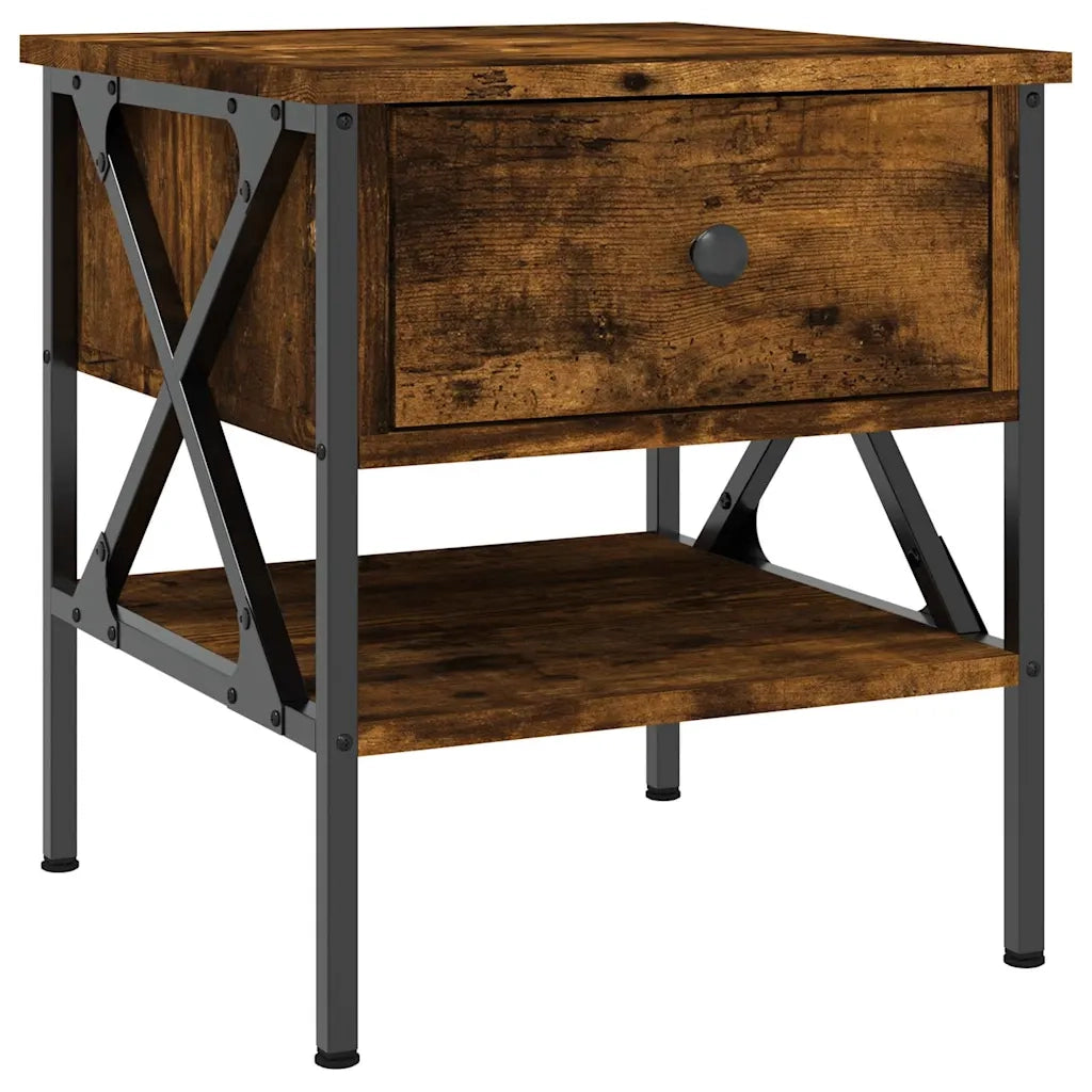 Comodini 2 pz-Set di 2 Tavolino da notte Rovere Fumo 40x42x45 cm in Legno Multistrato