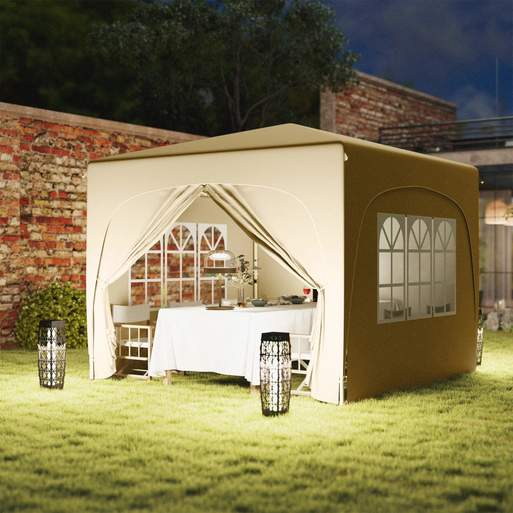 Gazebo 3x3m gazebo pieghevole impermeabile resistente all'acqua e stabili invernali protezione UV 50+ tenda da giardino pieghevole con 4 pannelli laterali zaino da giardino per campeggio sabbia