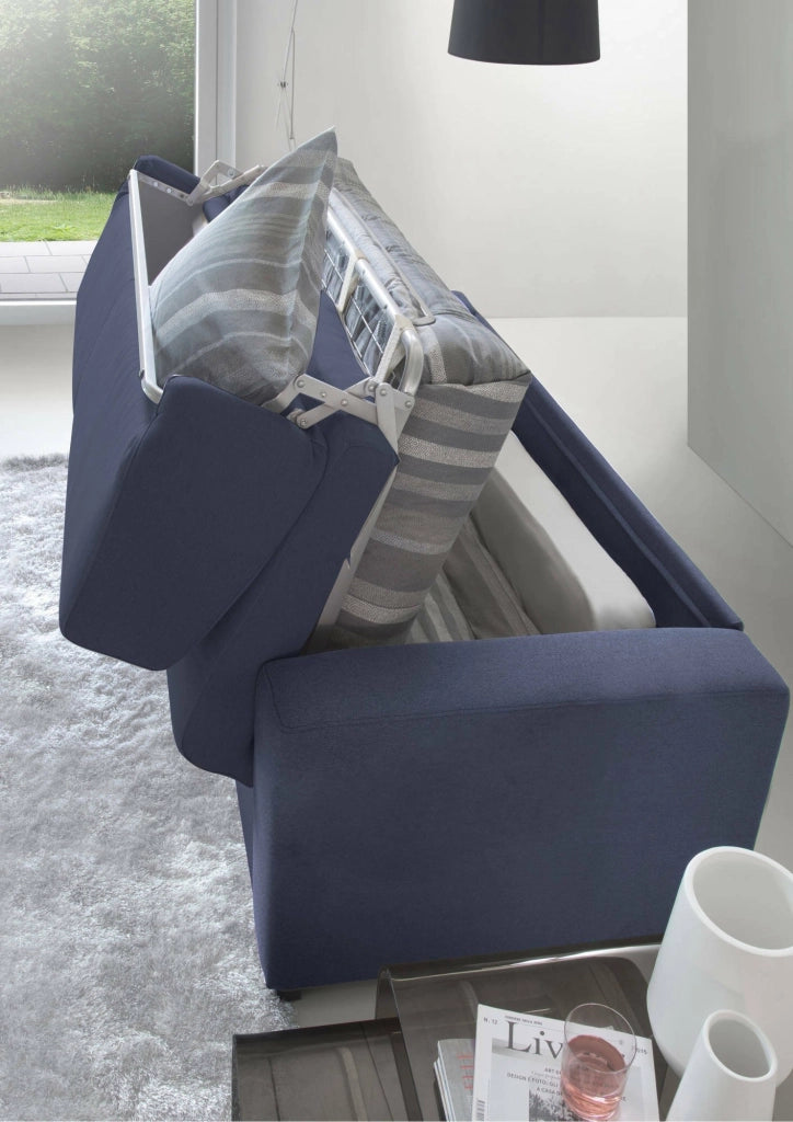 Andymion, Divano Letto 2 Posti Sfoderabile Made in Italy, 200x95 cm blu