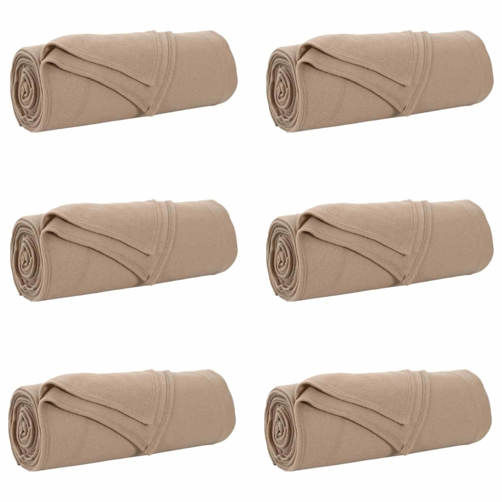 Coperte da Pile 6 pcs Cammello 280 x 210 cm Panno