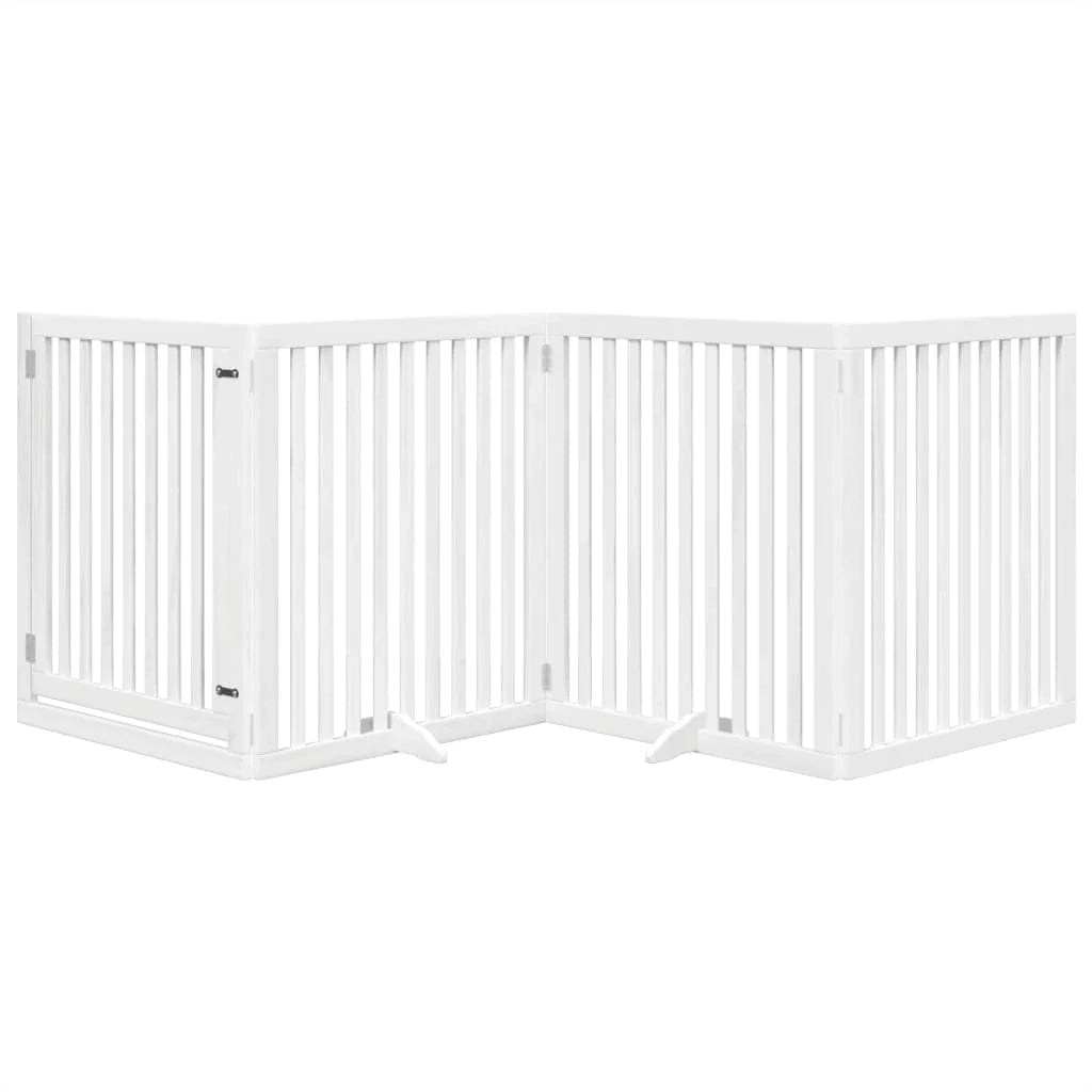 Cancelletto e porta di sicurezza per animali domestici 4 pannelli legno di pioppo bianco 02_0023347