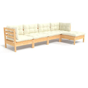 Set di mobili da giardino mobili da esterno 5 pezzi con cuscini legno di pino color crema 02_0016370