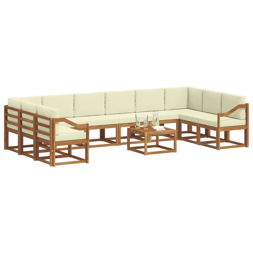 Set di divani da esterno con cuscino 11 pcs Naturale e Crema