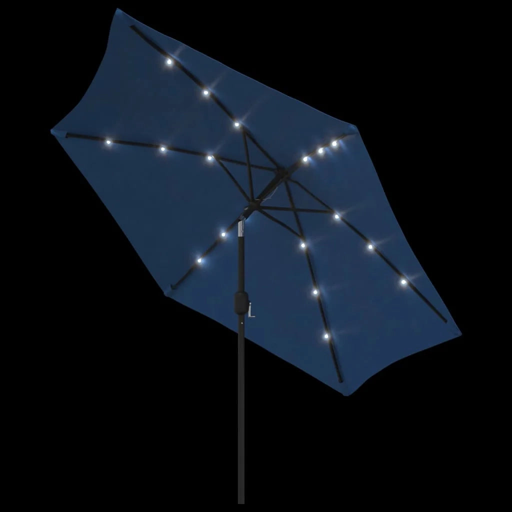 Ombrellone da esterno con led e palo in acciaio 300 cm blu 02_0008174
